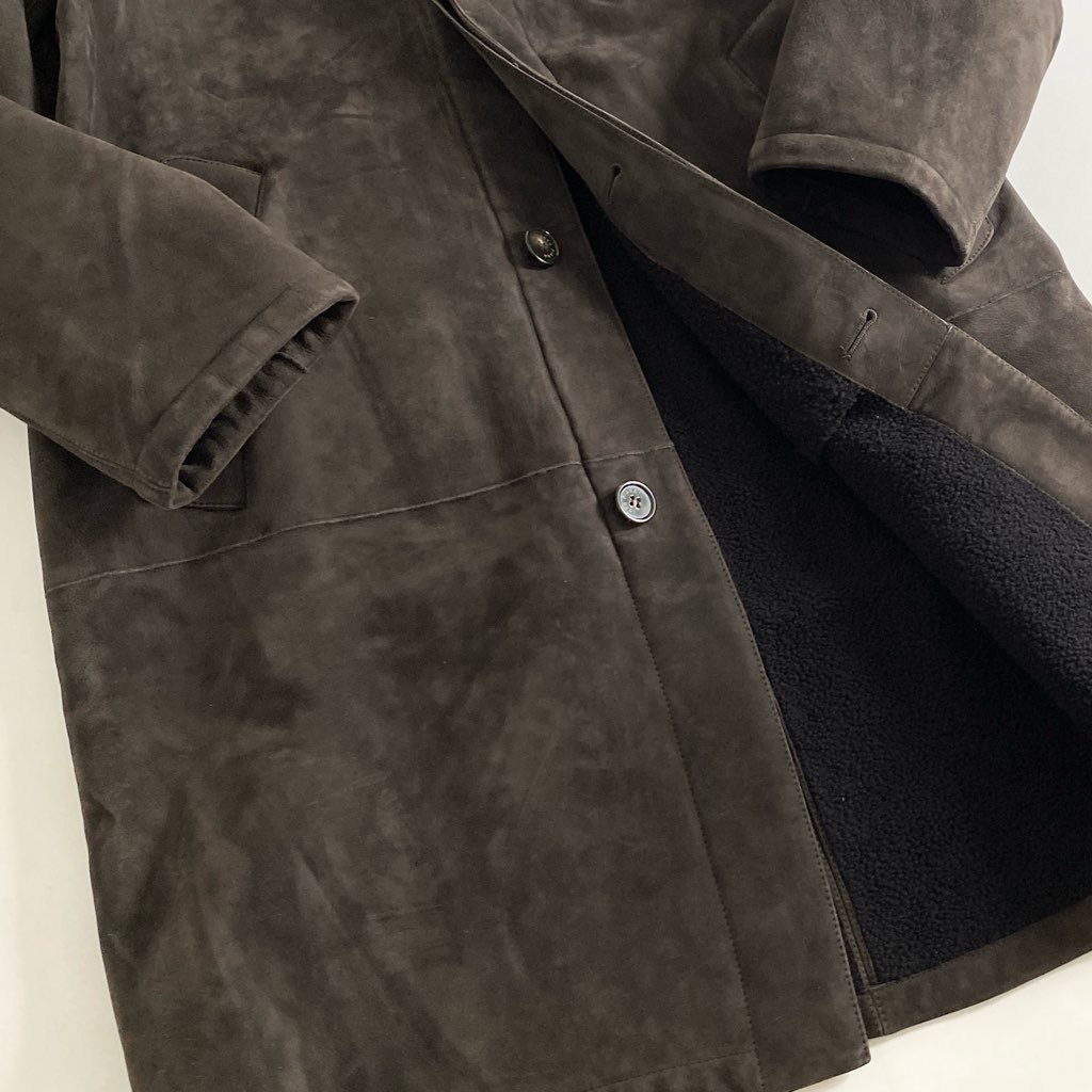 39i13 【イタリア製】Loro Piana ロロピアーナ 最高級 シャーリングコート ムートンコート フーデッドコート SANFORD HOODED COATブラウン M 羊革 メンズ アウター