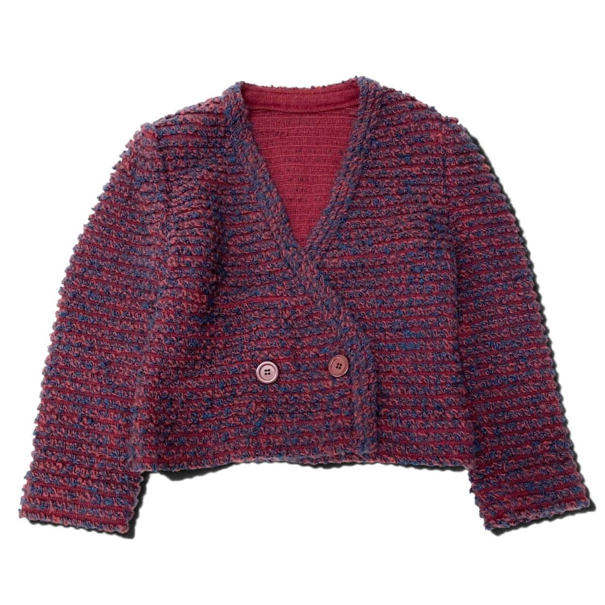 40i27 Christian Dior クリスチャンディオール ニットカーディガン  ショート丈 7サイズ レッド ブルー レディース 女性用u02t