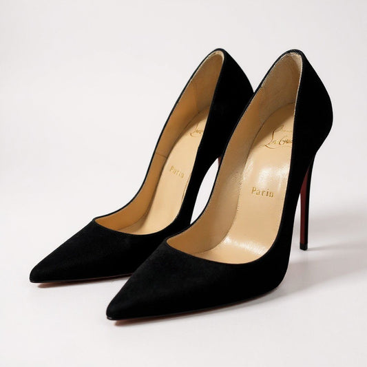 3a5 christianlouboutin クリスチャンルブタン ハイヒールパンプス ピンヒール シューズ スウェード 37サイズ ブラック レディースk02i