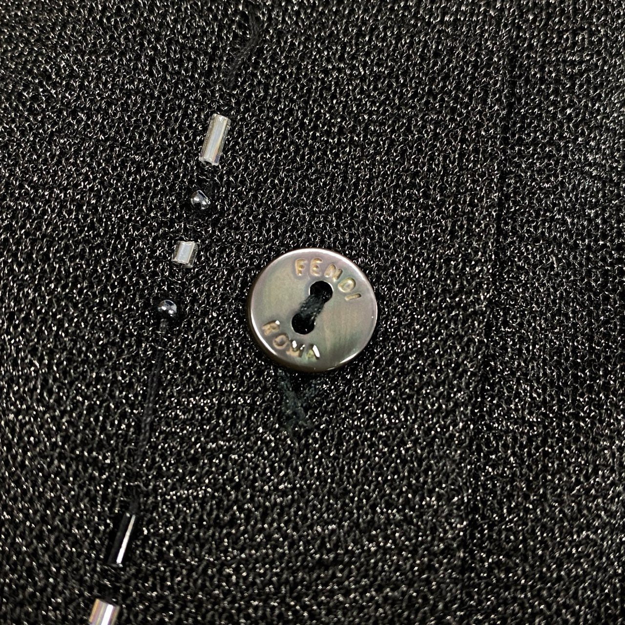 Id10 Vintage FENDI フェンディ ビジュー FFロゴ ニットセットアップ ３点セット 46 グレー系u02t