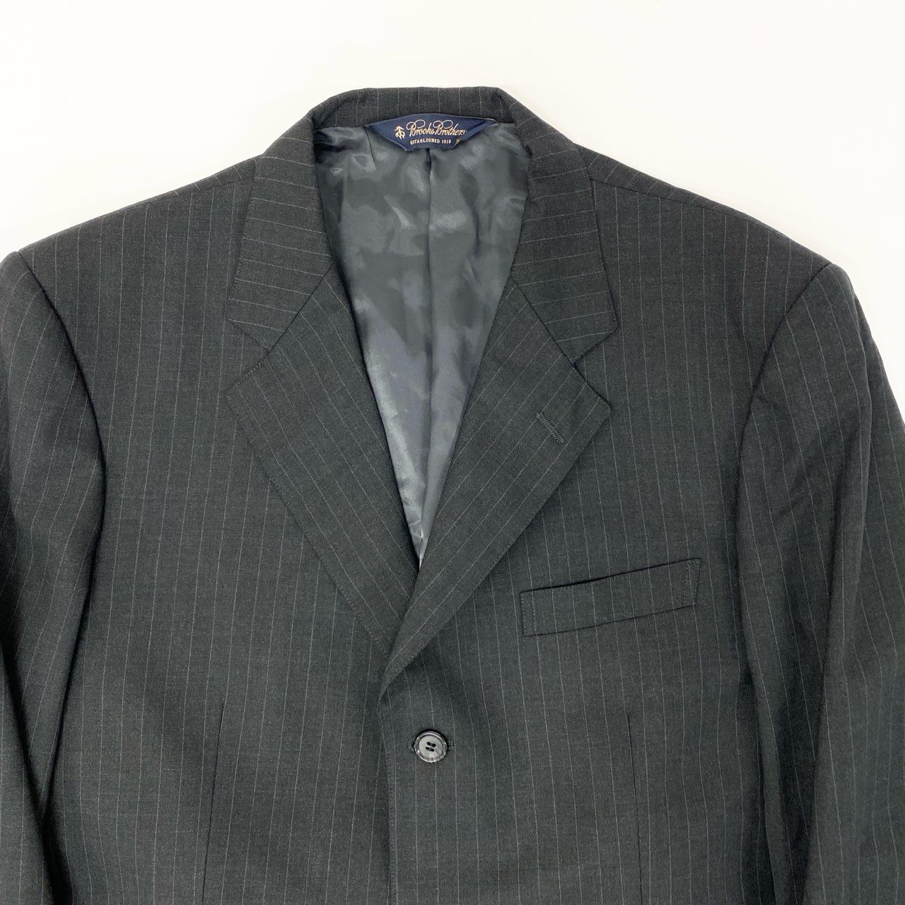 3k28 Brooks Brothers ブルックスブラザーズ セットアップスーツ シングル 3B ストライプ柄 背抜き ウール混 メンズ 紳士服 ビジネス 40REG ブラックu02t