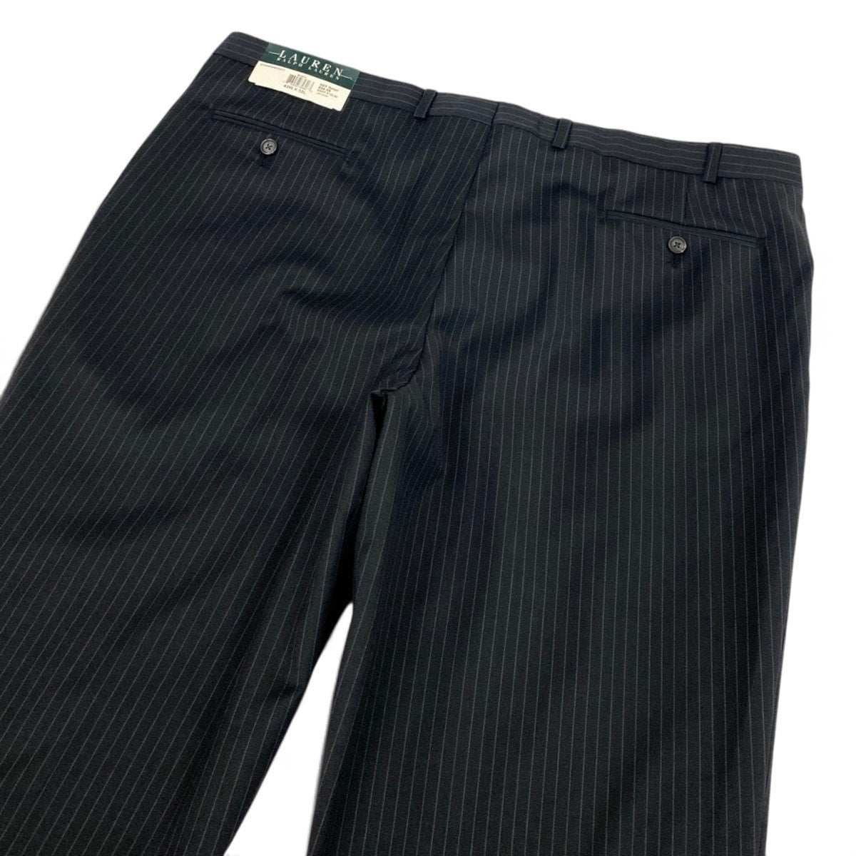 11i30 【美品】LAUREN RALPH LAUREN ローレンラルフローレン 大きいサイズ スーツセットアップ テーラードジャケット スラックス ストライプ 48Lサイズ グレー ウール100％ メンズ 男性用u02t