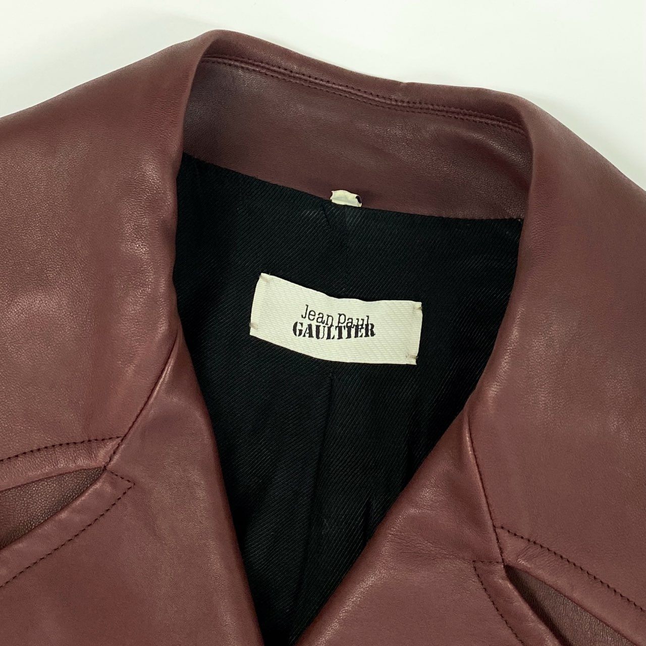 60f20 Jean Paul GAULTIER ジャンポールゴルチエ ラムレザー ロングコート 42 ボルドー シープスキン 羊革 アーカイブ レディース