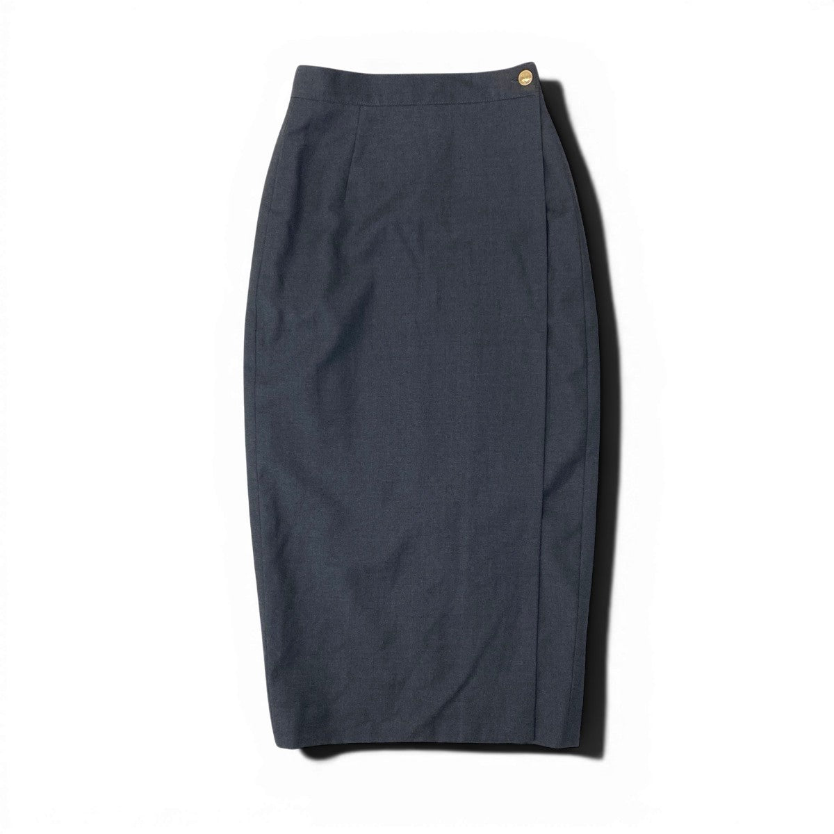 Ee28 GUCCI グッチ ヴィンテージ ラップスカート GG金ボタン サイズ42 ダークグレー ウール100％ レディース 女性服u02t