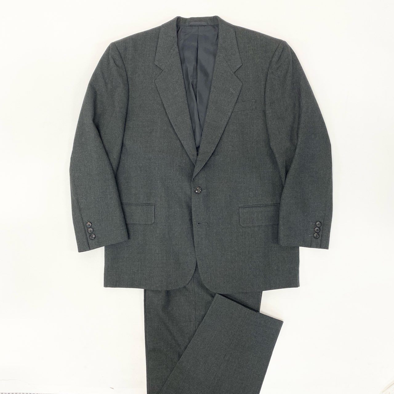 6k1 COMME des GARCONS HOMME コムデギャルソンオム 田中オム セットアップスーツ シングル 2B グレンチェック テーラードジャケット タックパンツ フォーマル AD1992  M グレー ウール100％o07t