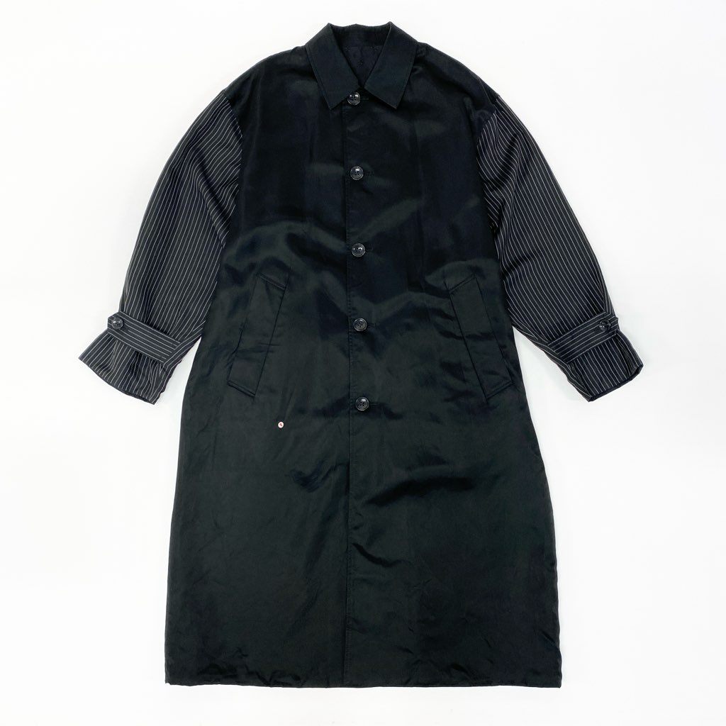 22l28 【美品】ONE GRAVITY ワングラビティ サテンオーバーコート ロングコート リバーシブル 21-234-01-010113 Mサイズ ブラック メンズo07t