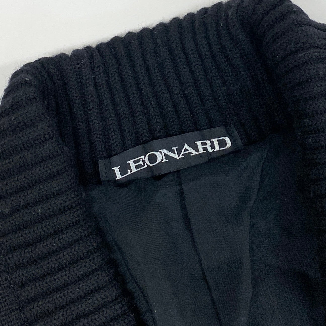 35L19 LEONARD レオナール ニットカーディガン 花柄 ライトアウター M ブラック レディース 女性用o07t