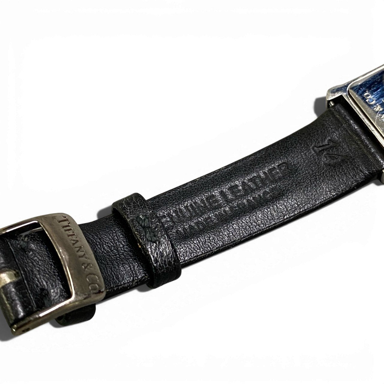 b12 TIFFANY&Co ティファニー 腕時計 レクタンギュラー クラシック L241 ホワイト ブラック レザー Rectangular Watch 動作〇 ケース付t18r