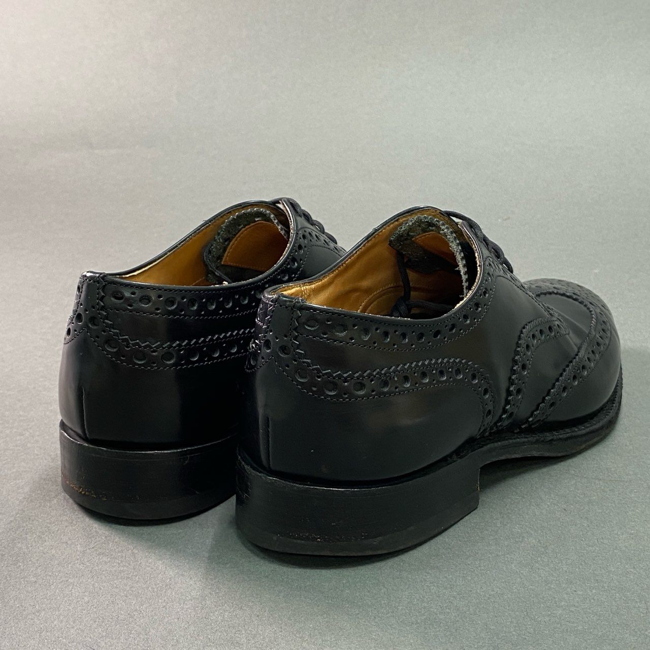 1g8 Scotch Grain スコッチグレイン BURWOOD インペリアルフランス ウイングチップ ドレスシューズ 6.5 ブラック レザー メダリオン