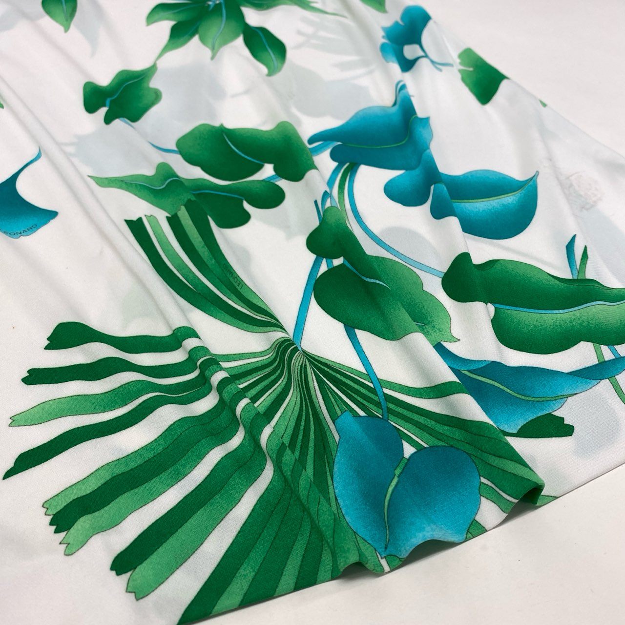 19k10 LEONARD レオナール ノースリーブワンピース ロングワンピース カンカン素材 0150242 42サイズ ホワイト グリーン レディースu02t