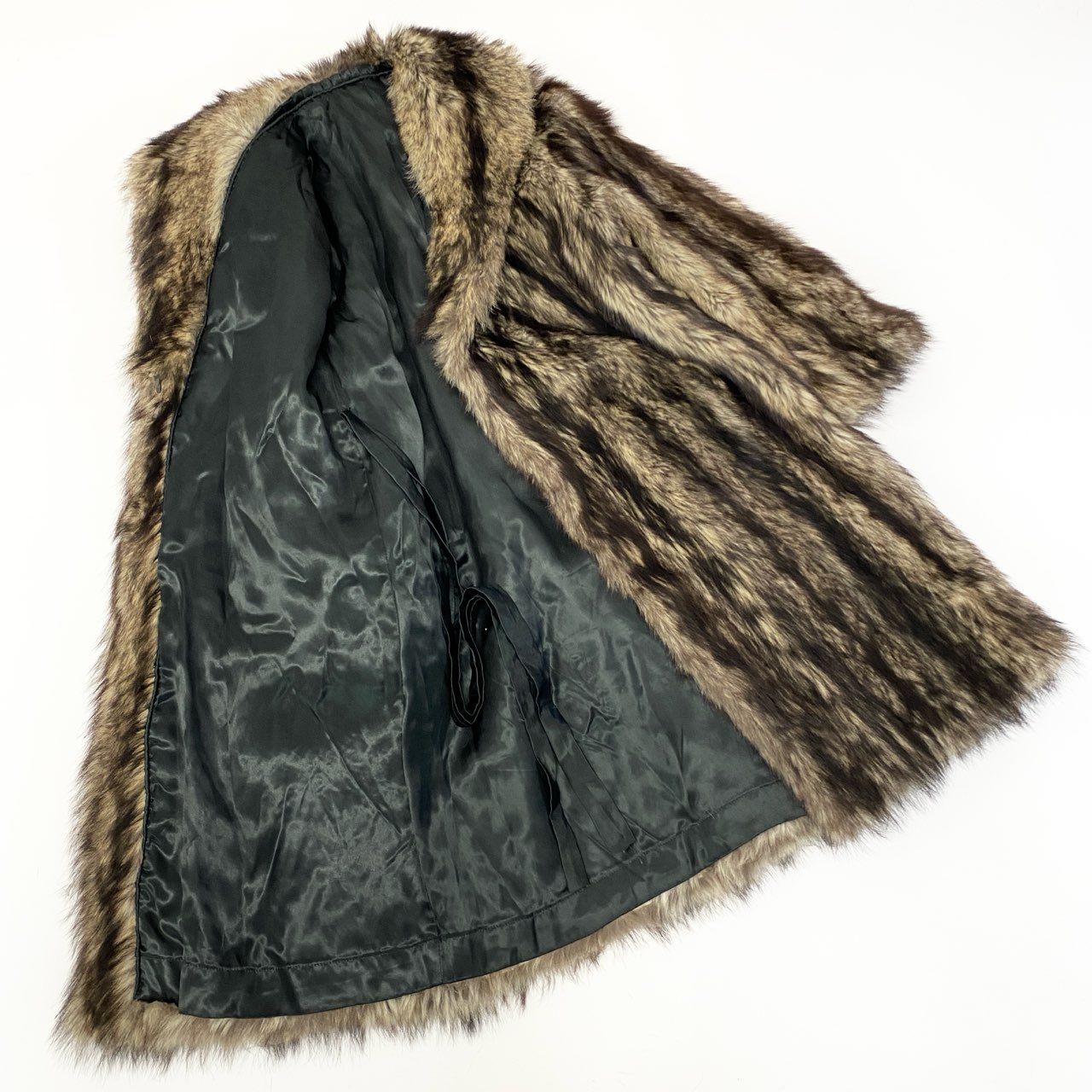 35a15 フォックスファー 丈103cm 超ロングコート サイズF 茶系 本毛皮 Fox Fur Super Long Coatt18r