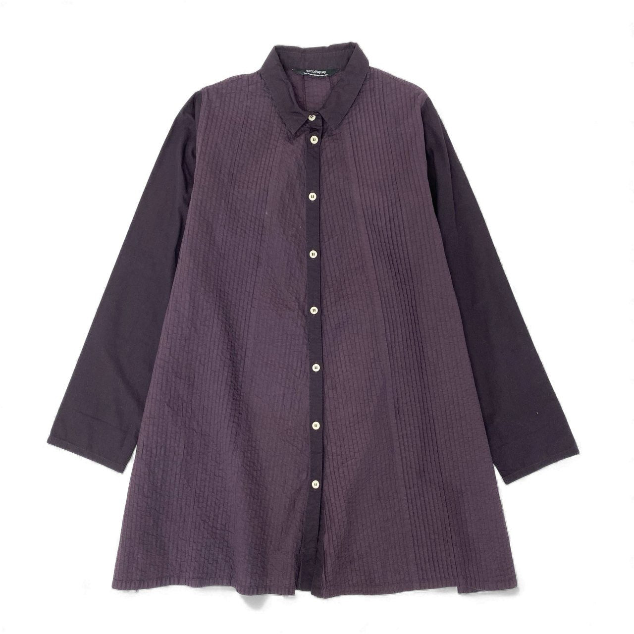 61k28 YACCOMARICARD ヤッコマリカルド ピンタック ロングワンピース ロングスリーブ 薄手 レディース 女性用 2 パープル系 コットン100％u02t