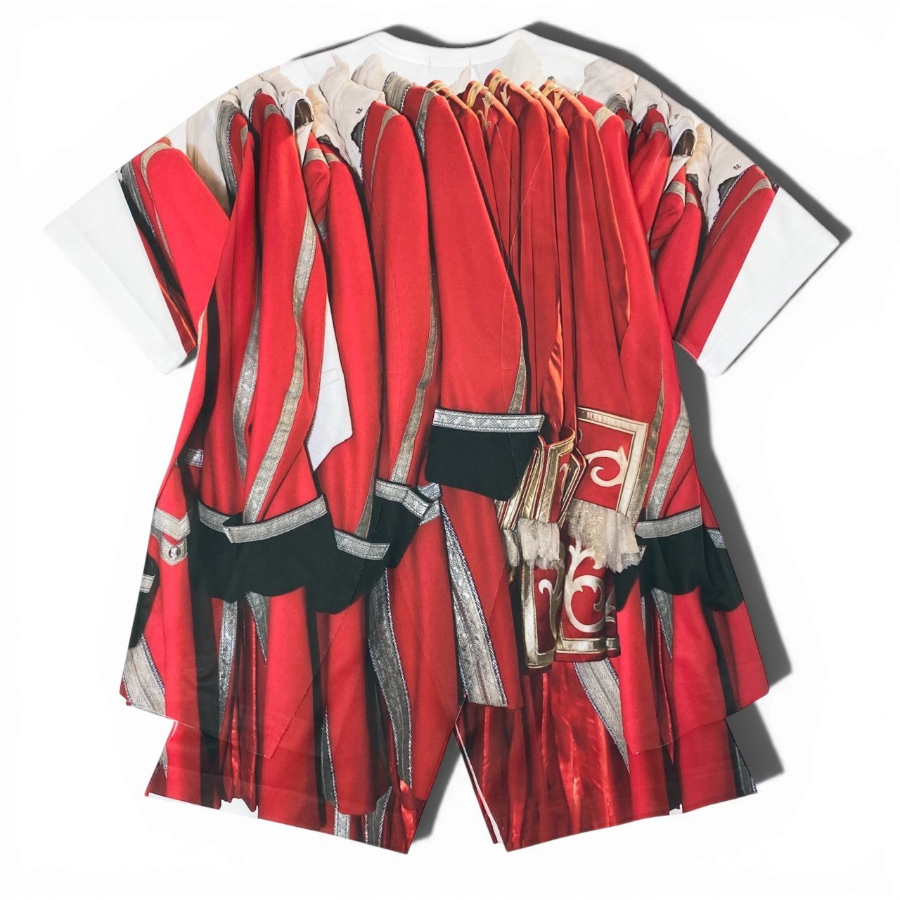 Aa27【美品】COMME des GARCONS コムデギャルソン 転写プリント Tシャツ トロンプルイユ トップス AD2023 PM-T011 Lサイズ ホワイト レッド ポリエステル100％ メンズo07t