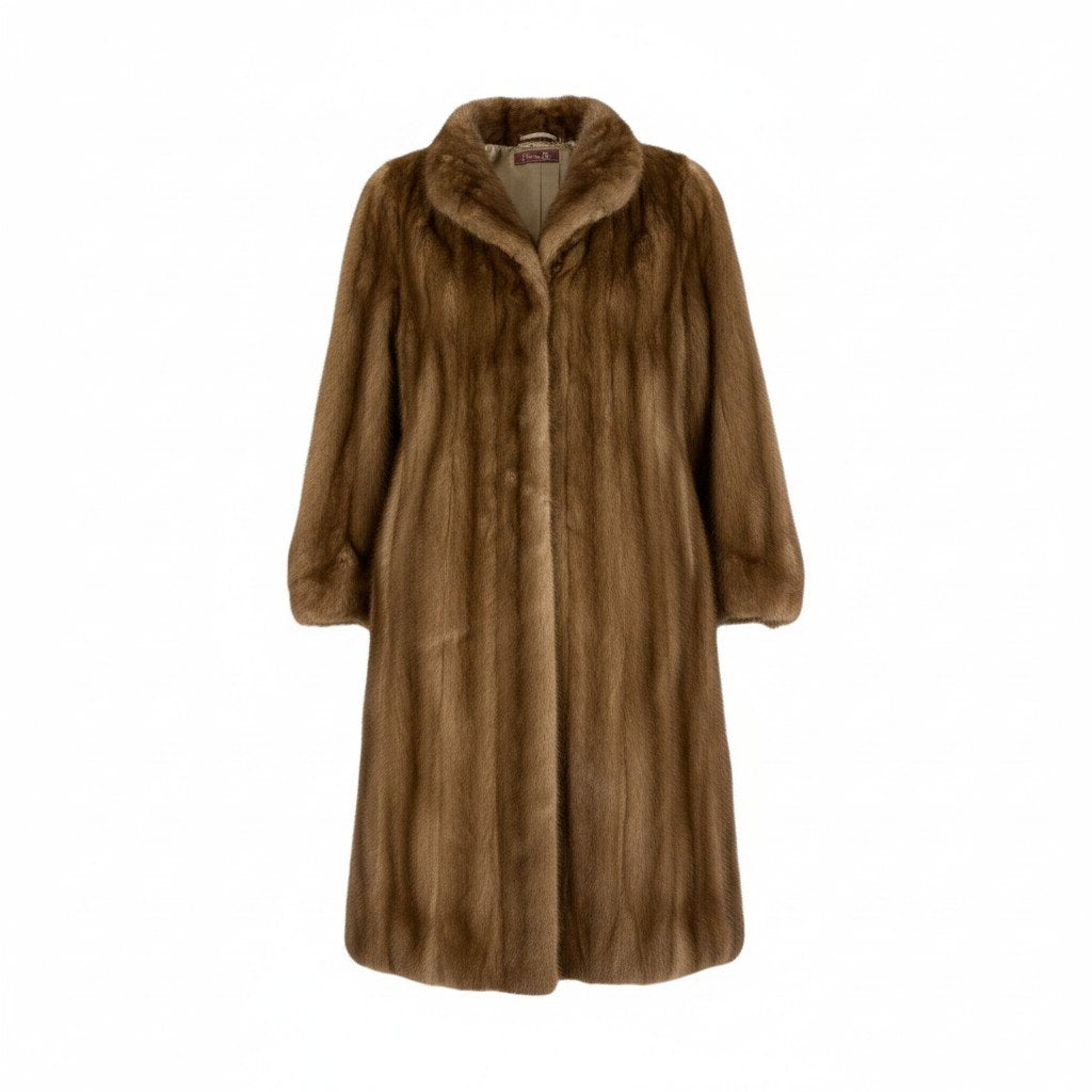 49L4 デミバフミンク 着丈110cm 超ロングコート 13号 ブラウン 最高級本毛皮 MINK FUR COAT リアルファー ポケット有t18r