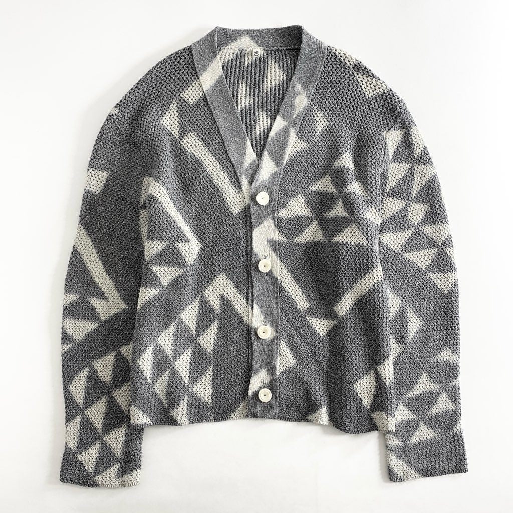 71g3 《美品》 KHOKI コッキ Washi knit cardigan 和紙 ニット カーディガン 総柄 羽織 22SS-K-03 1 グレー メンズ