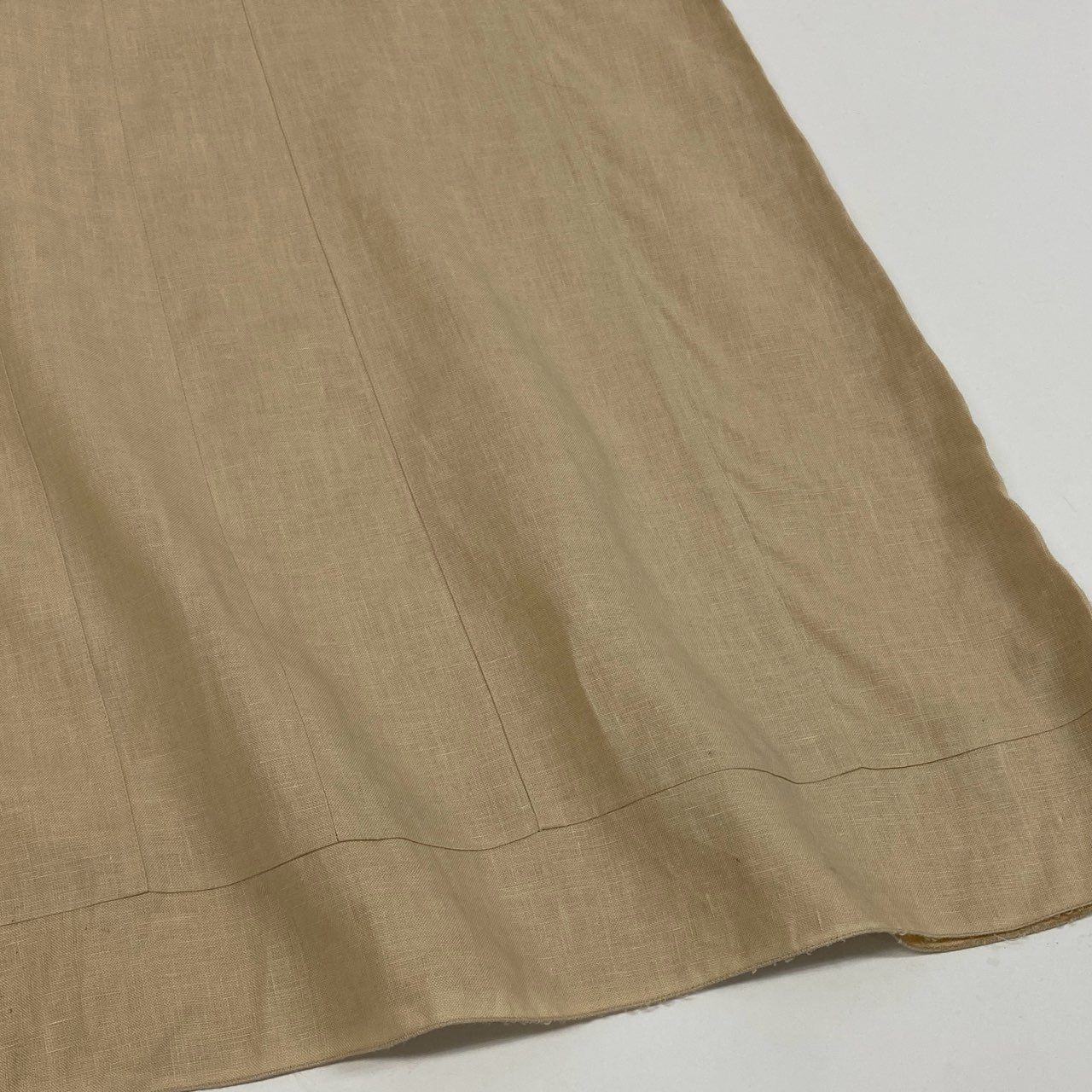 60b22 CHANEL シャネル リネンスカート ロングスカート ロゴプレート レディース 女性服 P13591V07729 サイズ38 ベージュ リネン100％u02t