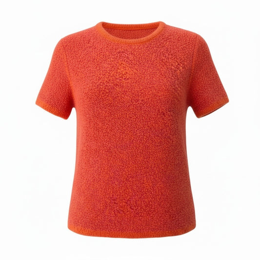 76d9 【イタリア製】GUCCI グッチ ウールパイルニット タイトフィット 半袖ニット サイズS レッド系 レディースk02i