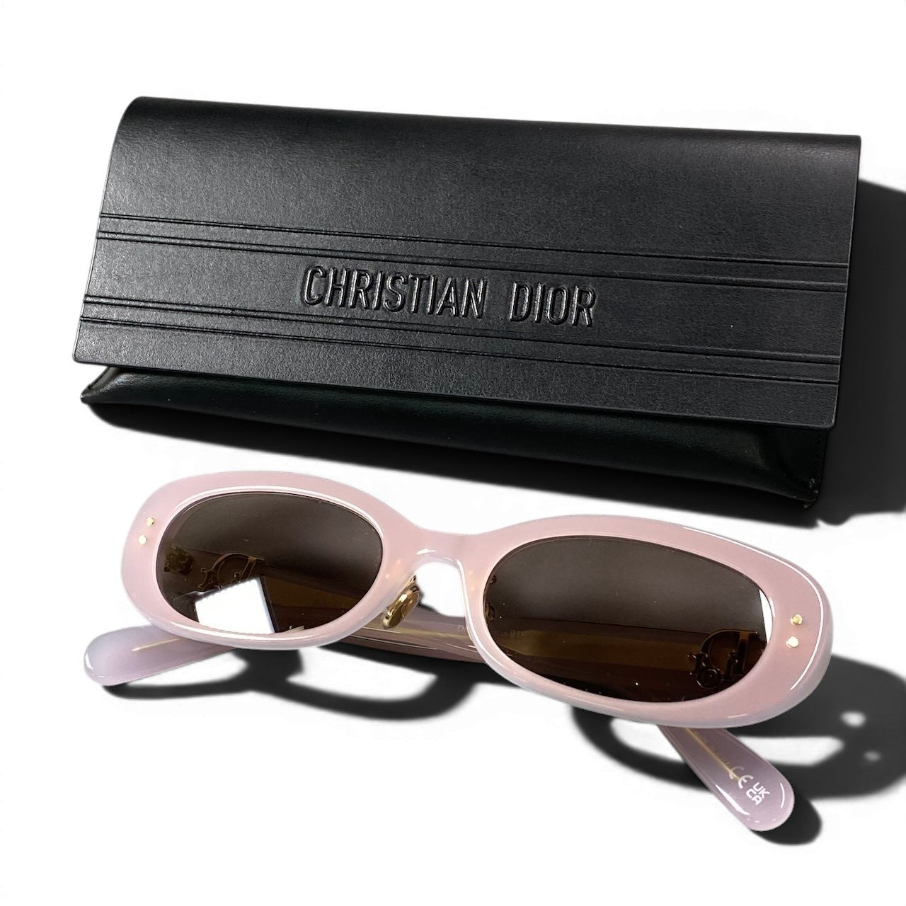 f10 【美品】 Dior Oblique ディオール オブリーク B1F バタフライ オーバル サングラス ゴールド メタルロゴ 40A0 54-20 145 パステルピンク&ブルー レディースta1