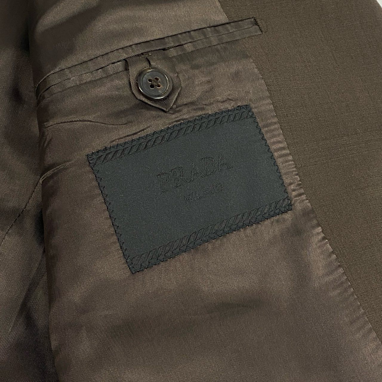 Mc6 PRADA プラダ フロントロゴパッチブレザー テーラードジャケット 2釦 52Rサイズ ブラウン メンズ 男性用o07t