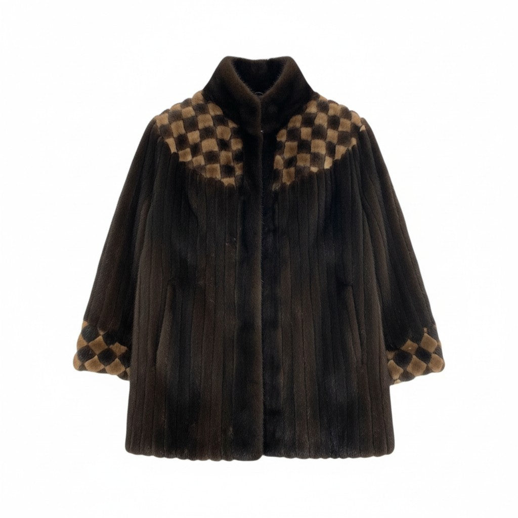 83L10 SAGA MINK サガミンク 銀サガ 希少デザイン ミンクファー コート サイズF ブラウン 最高級本毛皮 MINK FUR マホガニー パステルt18r