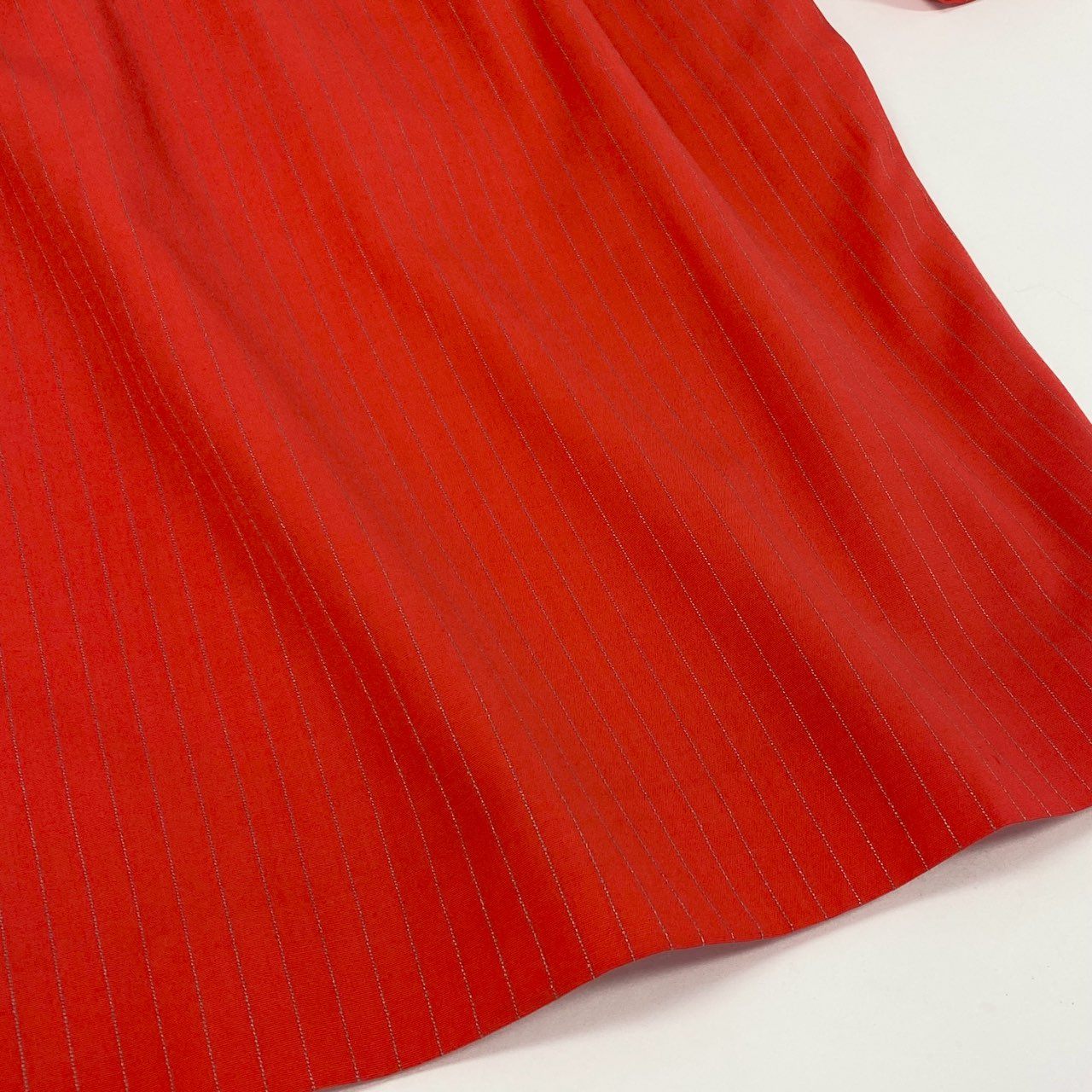 28b20 Vintage GIVENCHY ジバンシー スカートスーツ セットアップ ダブルブレスト 38 オレンジ ストライプ ウール 裏地ロゴu02t