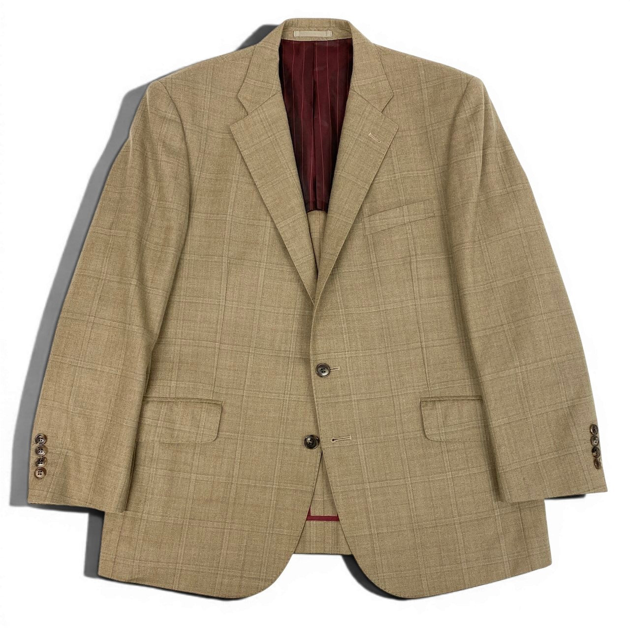 40d16 dunhill ダンヒル テーラードジャケット チェック柄 背抜き 2B ベージュ系 メンズ 紳士服u02t