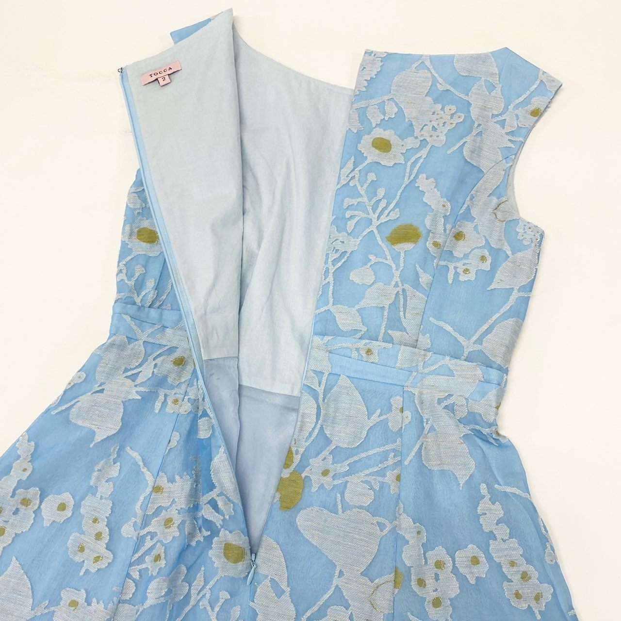 47k5 TOCCA トッカ LAKESHORE ドレス ノースリーブワンピース フラワーモチーフ 花柄 洗える○ レディース 女性用 OPTOHM0540 2 ライトブルーo07t