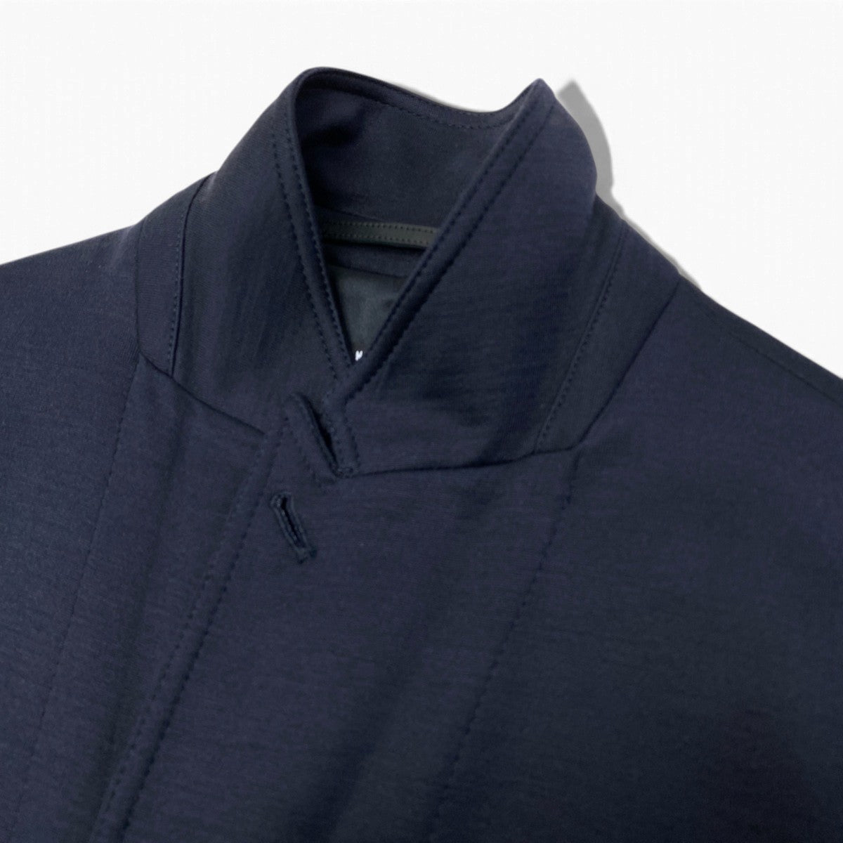 69j8 GIORGIO ARMANI ジョルジオアルマーニ レザータグ 本切羽 ストレッチテーラードジャケット サイズ50 ネイビー ブレザーt18r