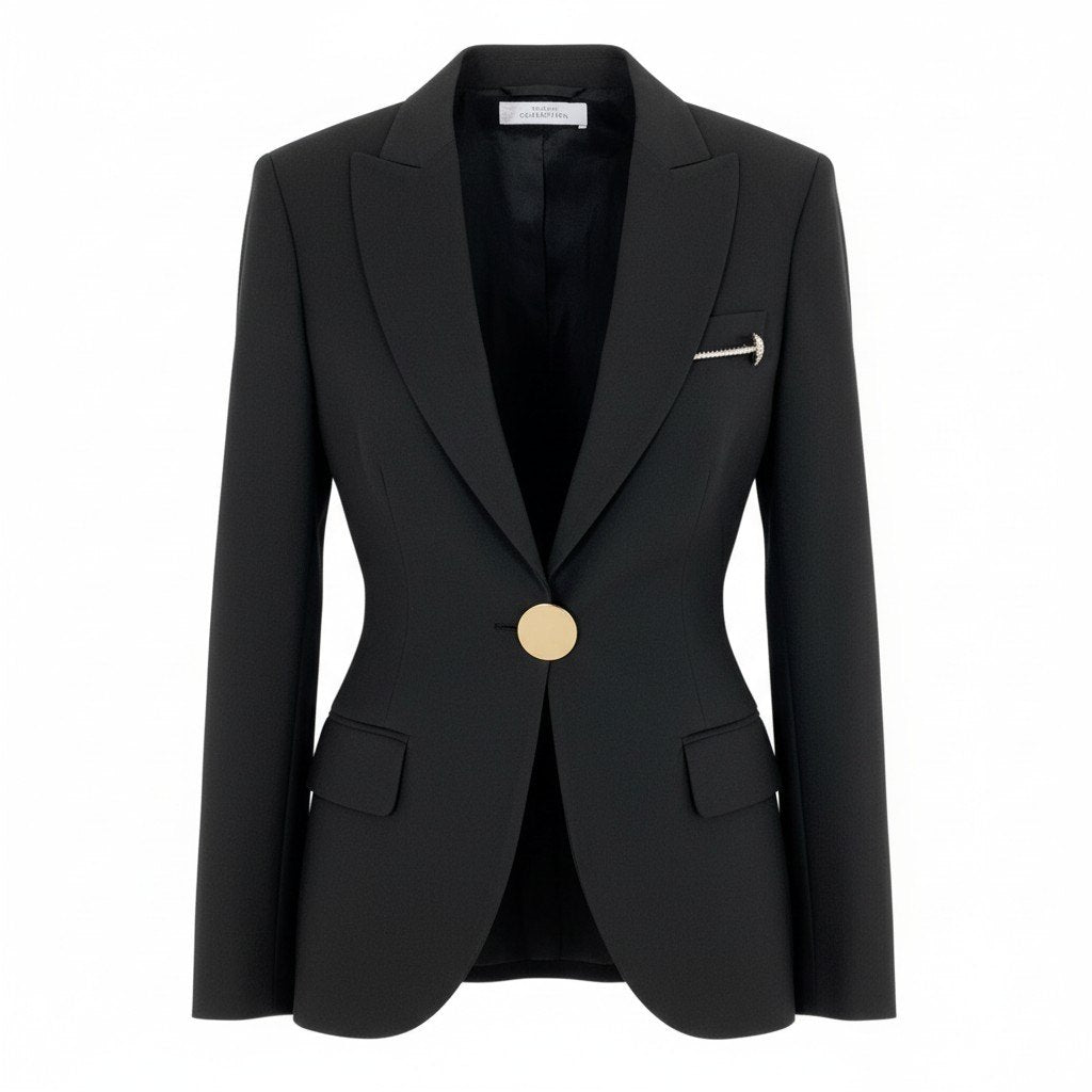 Id6 VERSACE COLLECTION ヴェルサーチコレクション テーラードジャケット 伸縮ストレッチ ロゴプレート サイズ40 ブラック レディース 女性服u02t