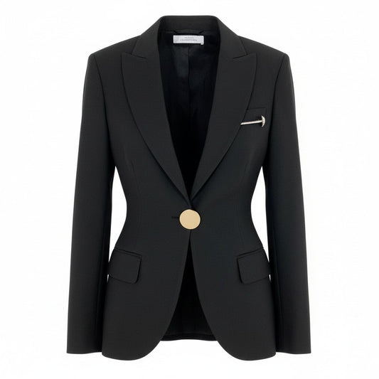 Id6 VERSACE COLLECTION ヴェルサーチコレクション テーラードジャケット 伸縮ストレッチ ロゴプレート サイズ40 ブラック レディース 女性服u02t