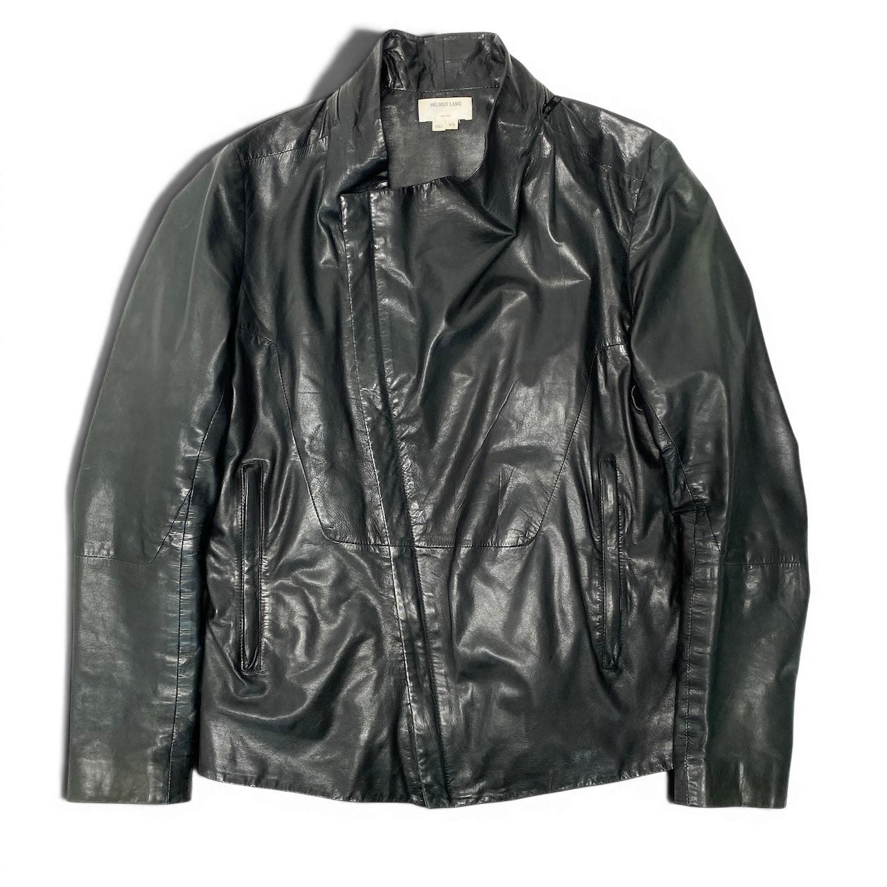 25e10 HELMUT LANG レザーラーダースジャケット ジップレザージャケット 17-9104001 XSサイズ ブラック 羊革 メンズ 男性用k02i