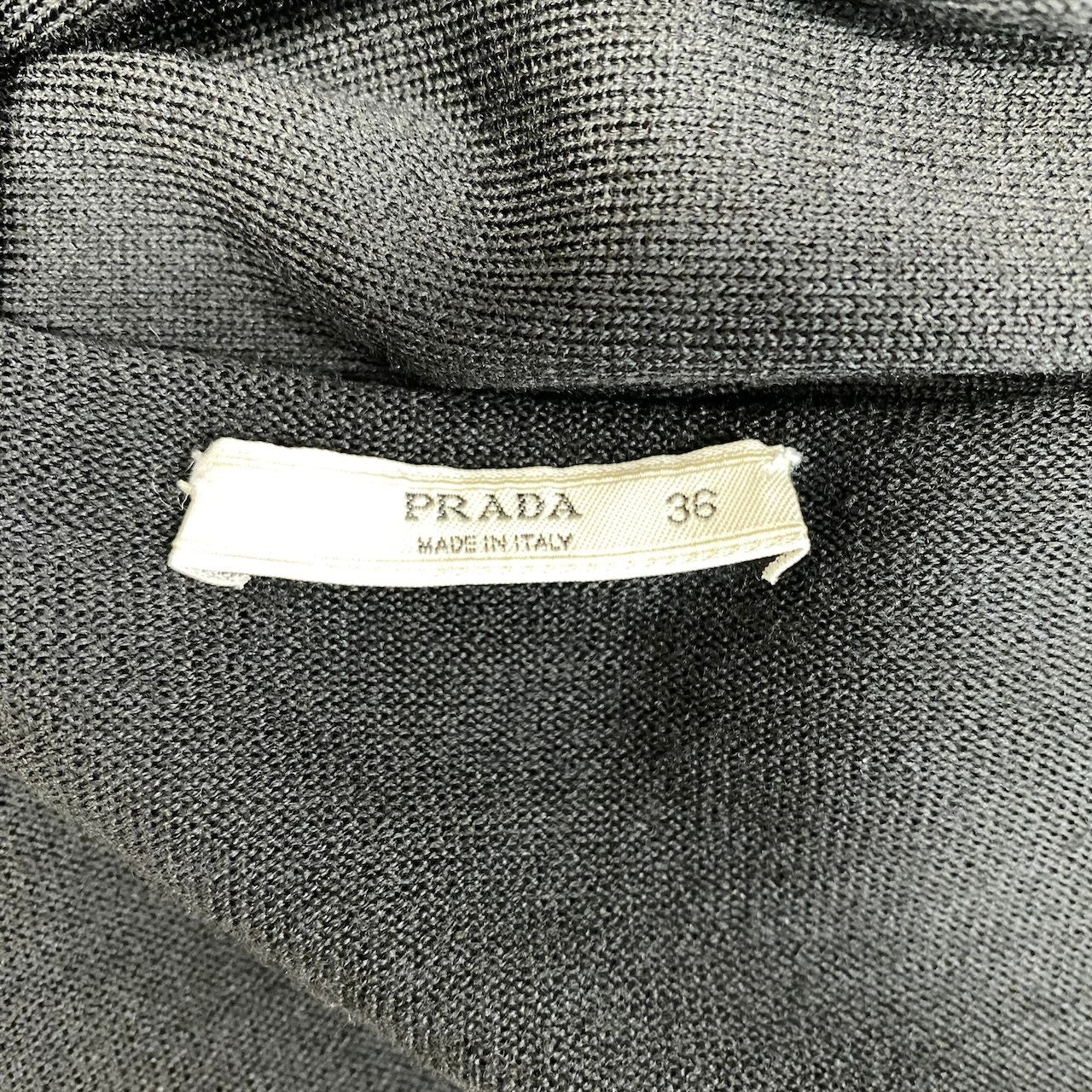 3h28 PRADA プラダ Vネック ニットセーター ロングスリーブ サイズ36 ブラック ウールシルク混 レディースu02t