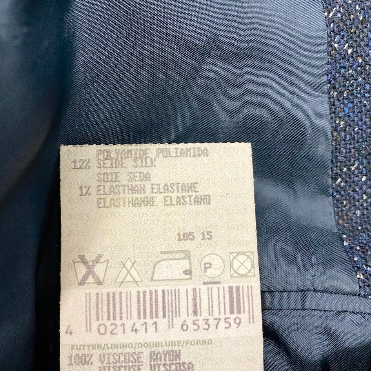 73e15 BOSS HUGO BOSS ボス  ヒューゴボス テーラードジャケット STRETCH シングル 3B サイズ52 ネイビー メンズ 紳士服u02t
