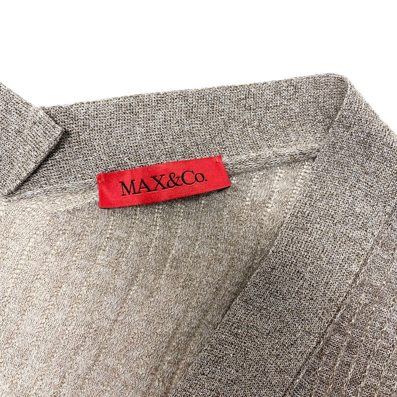 Ef8 Max&Co. マックスアンドコー ラメニット ロングスリーブカーディガン バイカラー ベージュ グレー系 レディース 女性用u02t