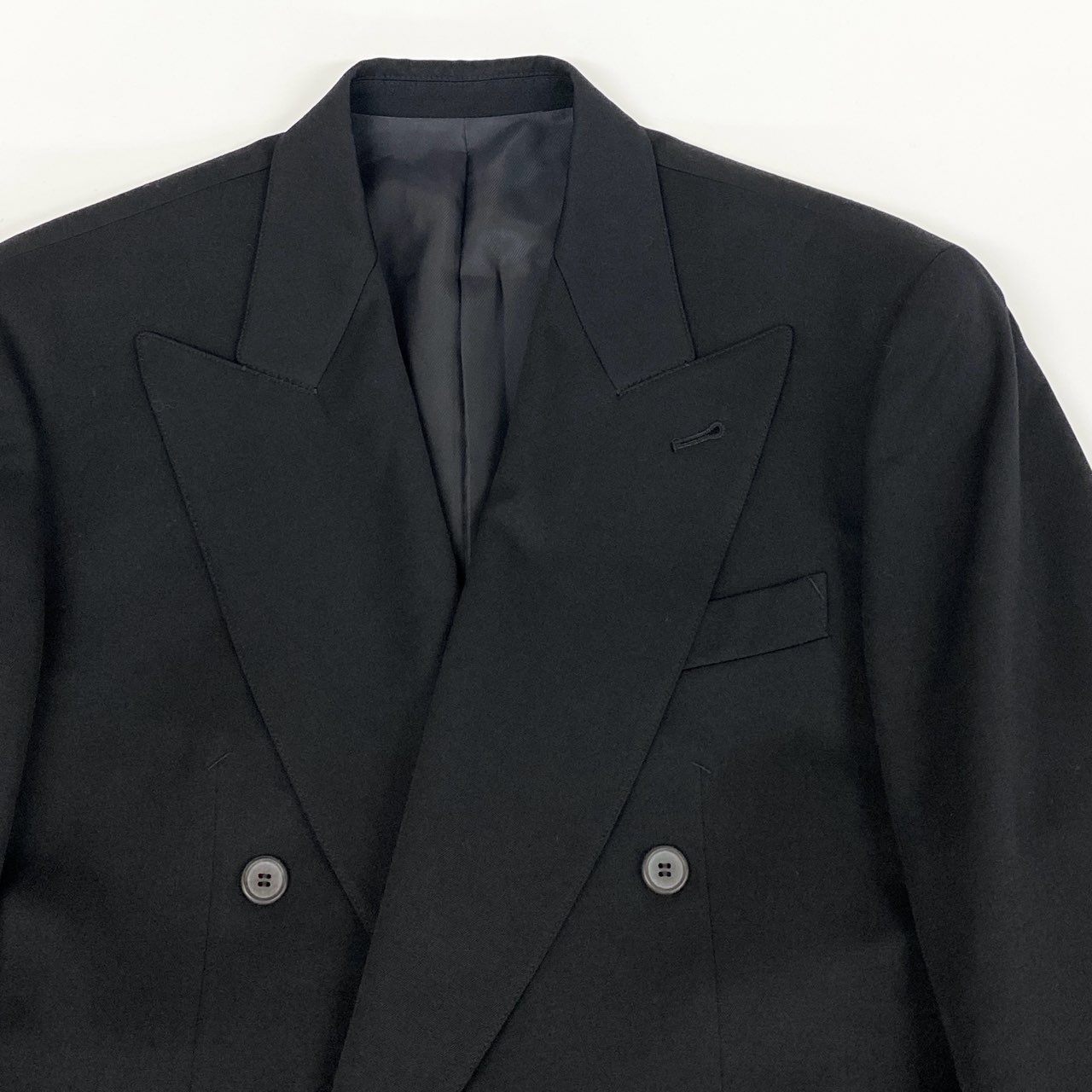 53h27 Jean Paul Gaultier HOMME ジャンポールゴルチエオム ダブルプレスト セットアップ スーツ テーラードジャケット スラックスパンツ 48 ブラック ウール 日本製 メンズo07t