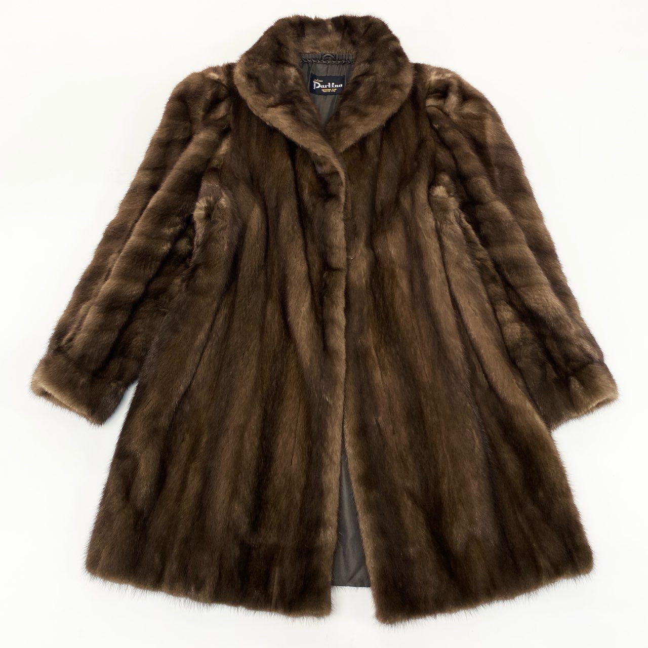 11j6 Partina パルティナ デミバフミンク ファーコート セミロング 11 M相当 ブラウン 本毛皮 MINK FUR 最高級毛皮t18r