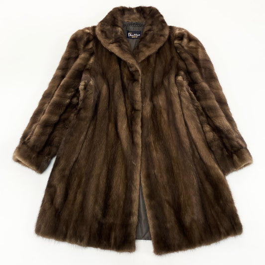 11j6 Partina パルティナ デミバフミンク ファーコート セミロング 11 M相当 ブラウン 本毛皮 MINK FUR 最高級毛皮t18r