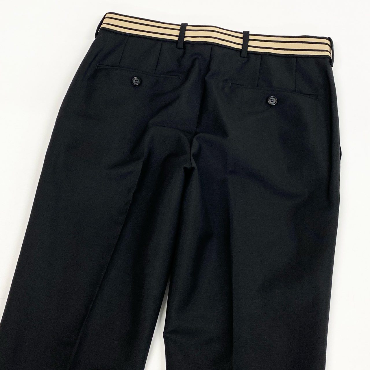 37a26 Alexander McQueen アレキサンダー マックイーン イタリア製 テーパードスラックスパンツ ボトムス  418017 QGU68 44 ブラック ウール ブラックo07t