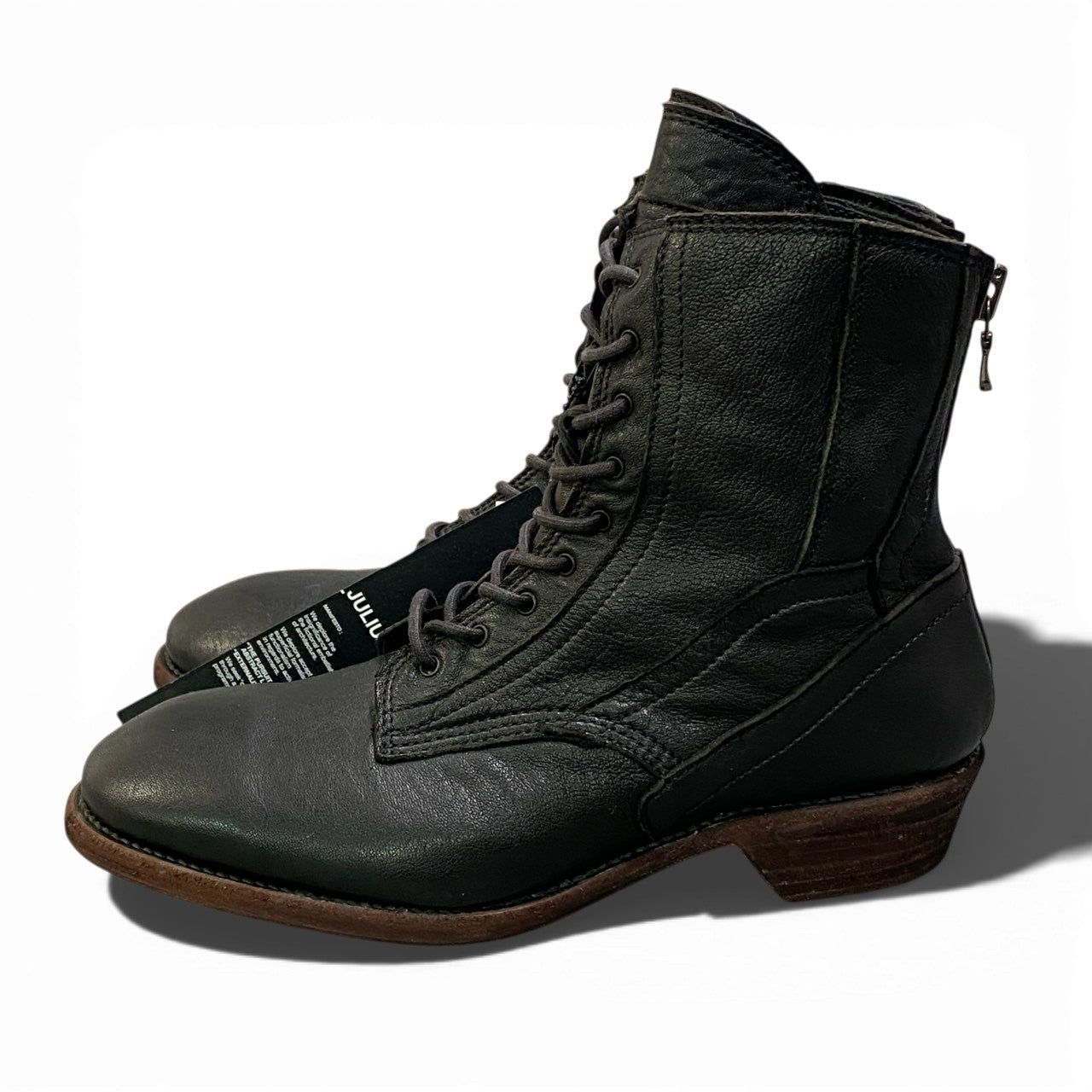 1a22 JULIUS ユリウス Back Zip Leather Boots バックジップレザーブーツ サイズ1 ブラック レザー タグ付属t18r
