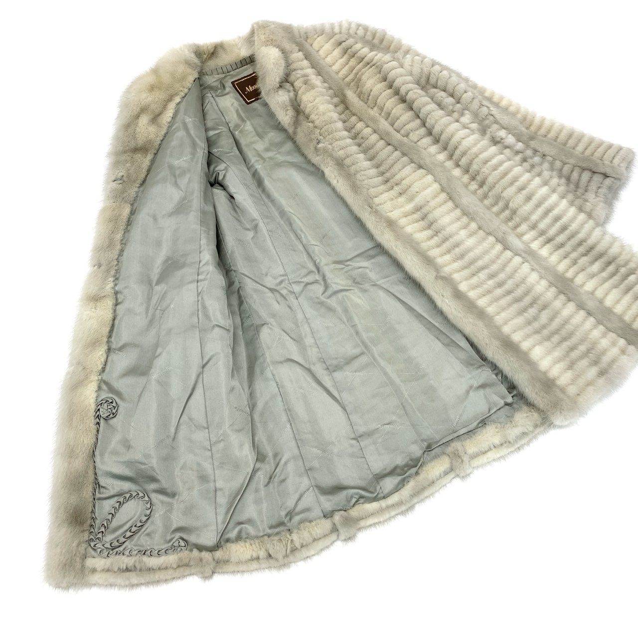 36k28 Moonbat ムーンバット サファイアミンク ミンクコート セミロングコート  最高級毛皮 MINK FUR 11 シルバーグレーu02t