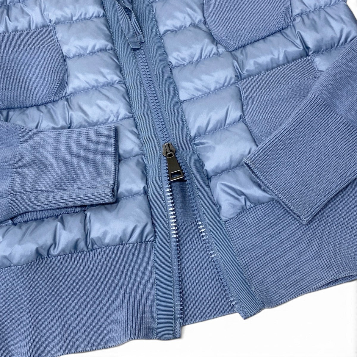 Ei13 MONCLER モンクレール  CARDIGAN TRICOT カーディガン トリコット ダウン ロゴワッペン XS ライトブルー レディース 女性用k02i
