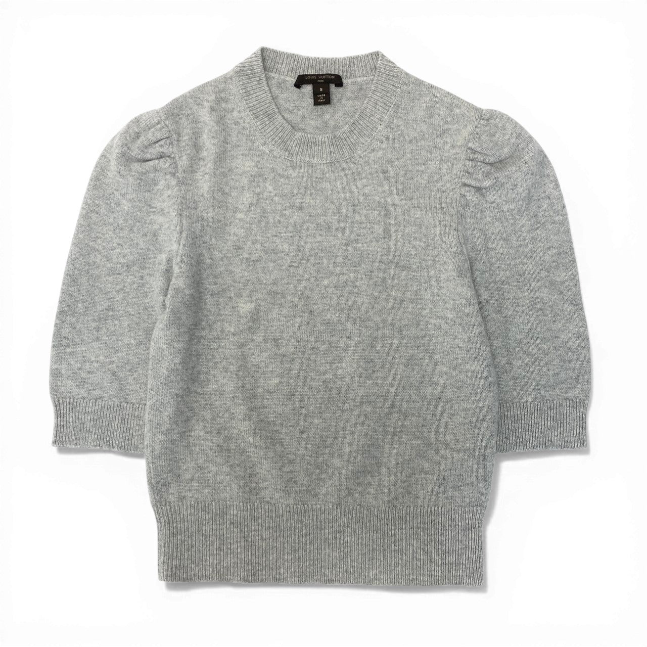 Ec30 《美品》 LOUIS VUITTON ルイヴィトン 5分袖 カシミヤニットセーター Cashmere Knit Sweater サイズS グレー イタリア製t18r