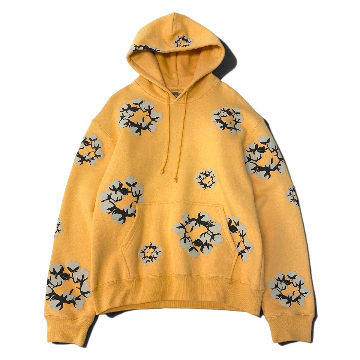 i27 【美品】DENIM TEARS デニムティアーズ 24AW CPFM カクタスプリントフリーマーケット プルオーバーフーディー Lサイズ イエロー コットン100％ メンズ 男性用u02t