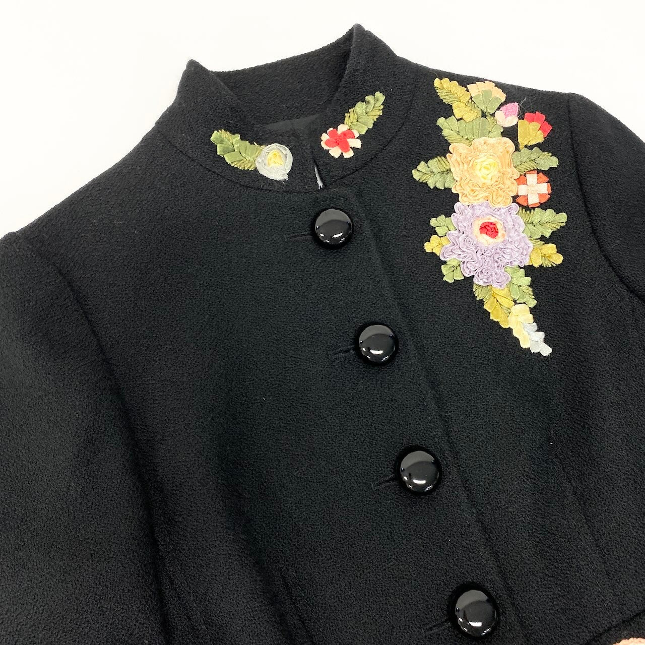 76c26 MOSCHINO モスキーノ フラワーデザイン スカートセットアップ サイズ38 ブラック レディース 女性用t18r