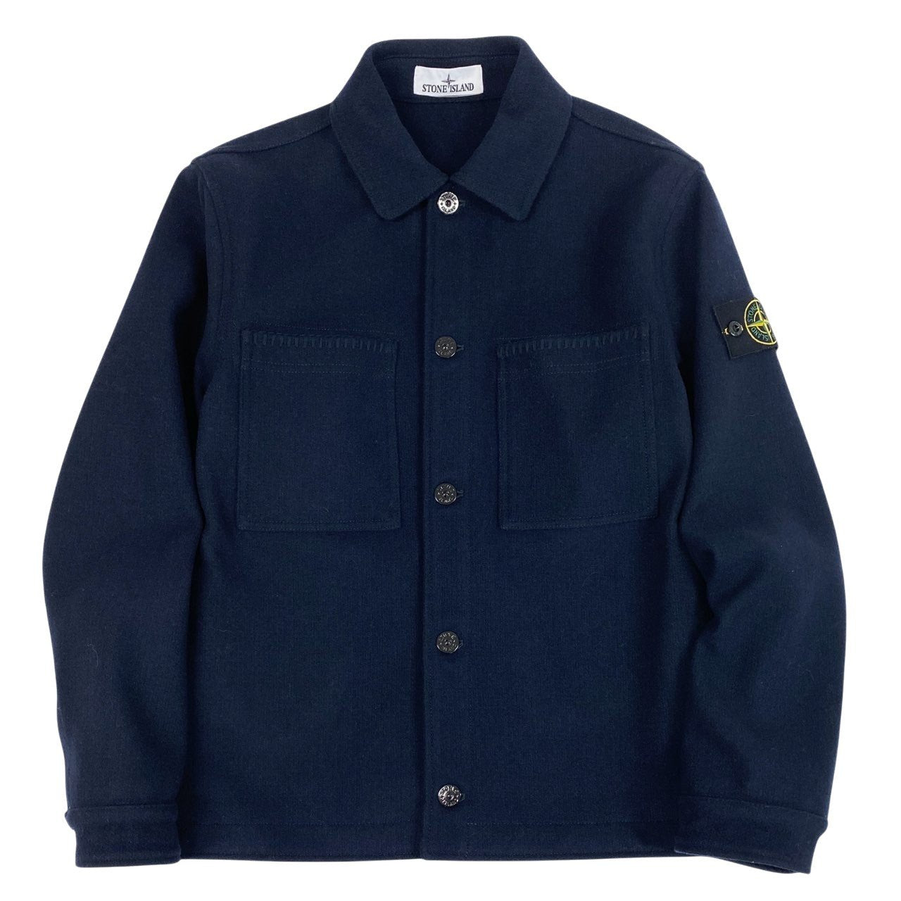 85a16 STONE ISLAND ストーンアイランド 2023AW メルトンウール シャツジャケット サイズS ネイビー メンズ 男性用 アウターk02i