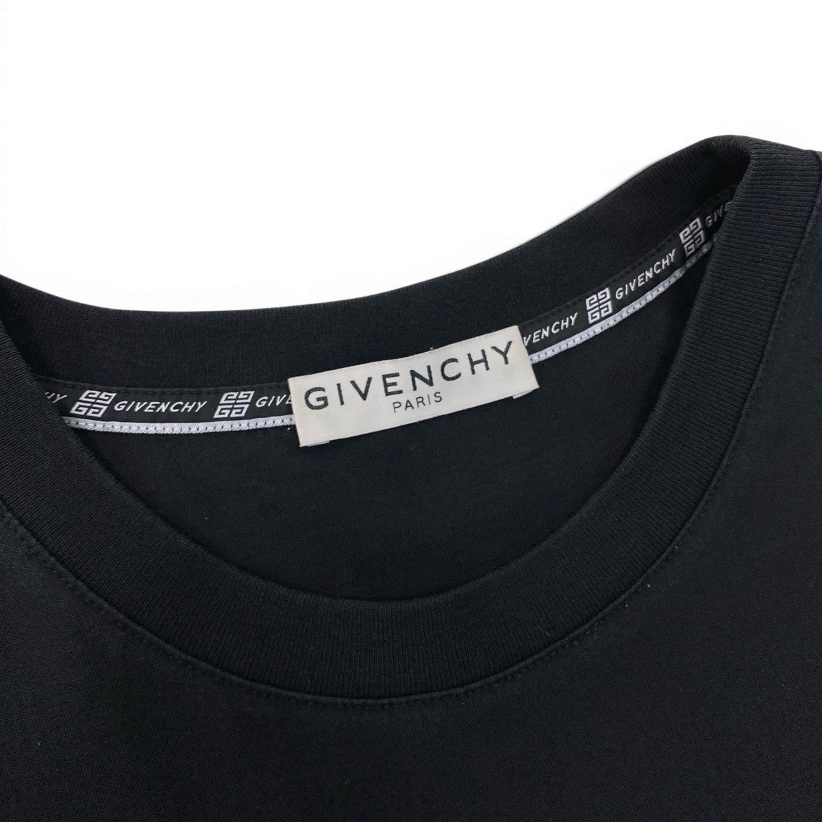 Mg9 GIVENCHY ジバンシィ ロゴプリント 半袖Tシャツ リブネック BM70K93002 サイズM ブラック コットン100％ メンズta2