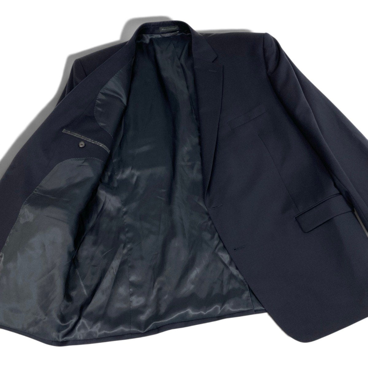 62j5 【美品】LAUREN RALPH LAUREN ローレンラルフローレン 大きいサイズ スーツセットアップ テーラードジャケット スラックスパンツ 50Lサイズ ネイビー ウール100％ メンズ 男性用u02t