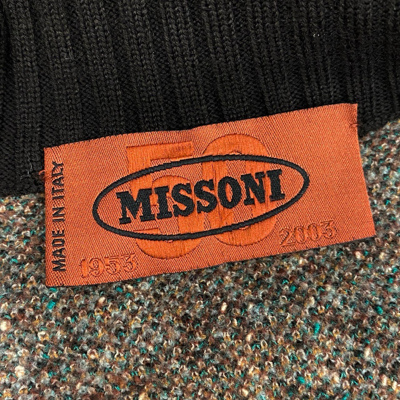7L5 MISSONI ミッソーニ ニットジャケット ニットブルゾン 50周年モデル イタリア製 Sサイズ相当 マルチカラー メンズu02t