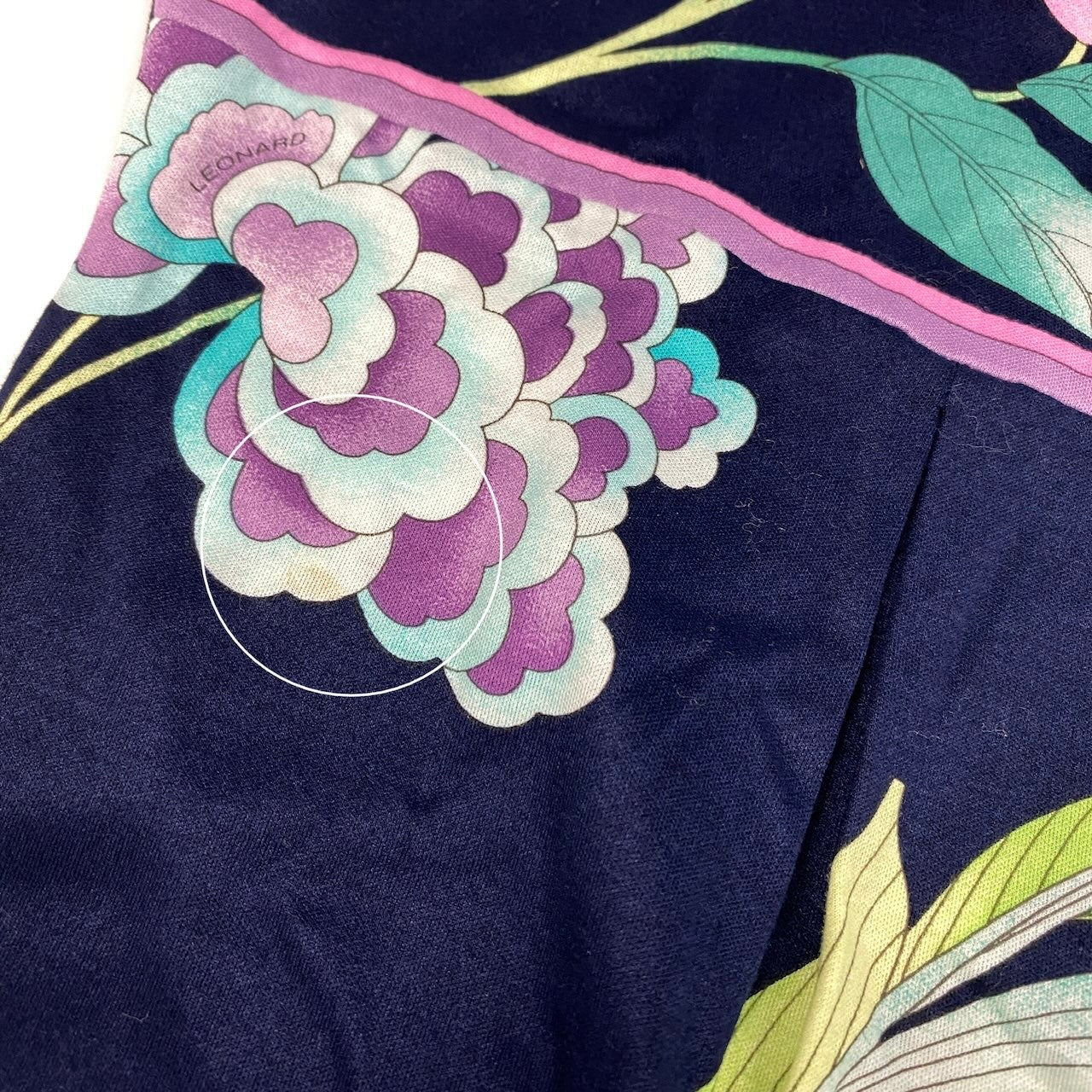 18f15 LEONARD レオナール 半袖ワンピース 鳥 花柄プリント 膝丈 日本製 0330109 Mサイズ マルチカラー コットン100％ レディース 女性用u02t