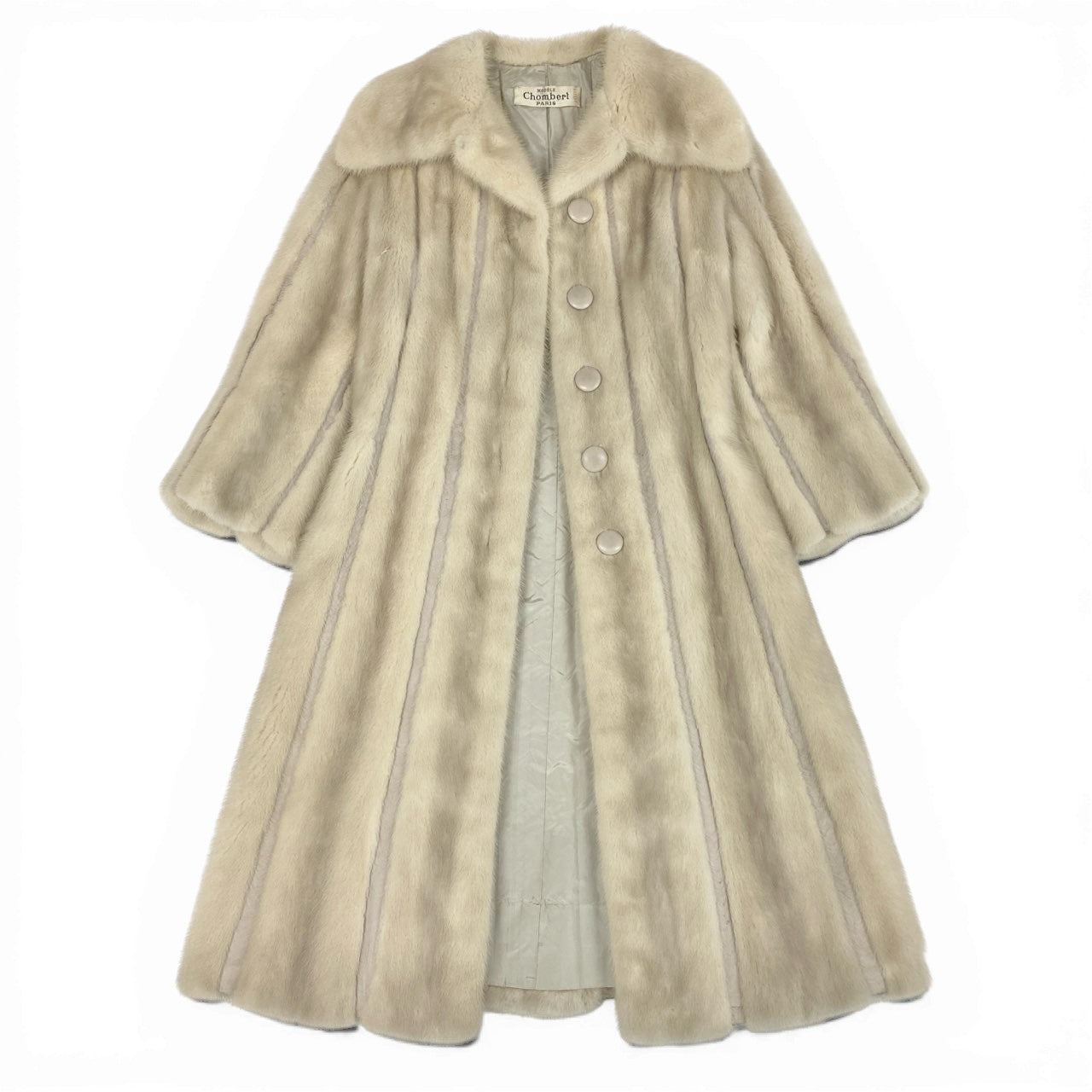 84a21 パールミンク ミンクコート 超ロングコート 着丈105cm レザーボタン レディース 女性用 FREE ホワイト系 ミンクファー 本毛皮u02t
